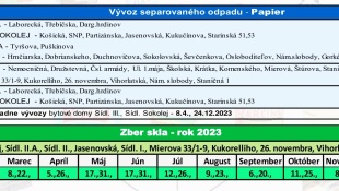 Harmonogram 2023 - vývoz odpadu