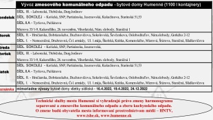 Harmonogram 2023 - vývoz odpadu