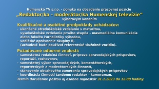 HNTV hľadá redaktora/-ku, moderátora/-ku