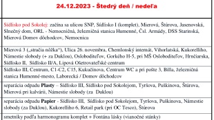 Harmonogram vývozu odpadu - Vianoce 2023