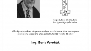 Navždy odišiel Boris Voroňák