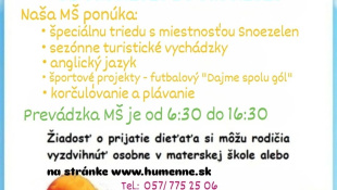 Zápis detí do MŠ bude prebiehať od 1.5. do 31.5.2025.