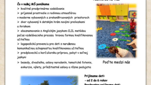 Zápis detí do MŠ bude prebiehať od 1.5. do 31.5.2025.