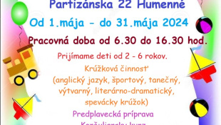 Zápis detí do MŠ bude prebiehať od 1.5. do 31.5.2025.