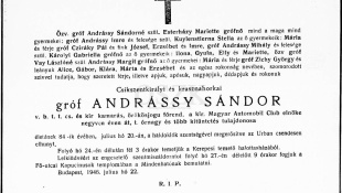 80 rokov od smrti Sándora Andrássyho / spomienkové stretnutie
