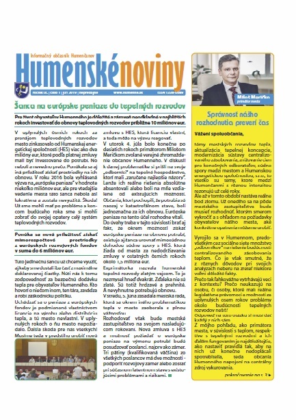Humenské noviny č.1/2019