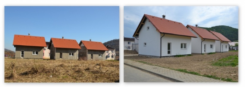 Svojpomocná výstavba 3 rodinných domov v osade Podskalka - pred a po