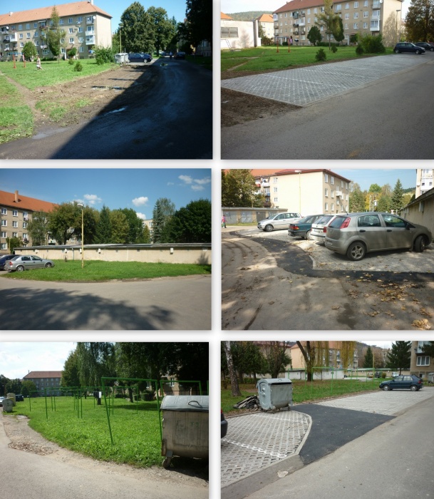 Odstavné plochy na ul. Ševčenkova - pred a po