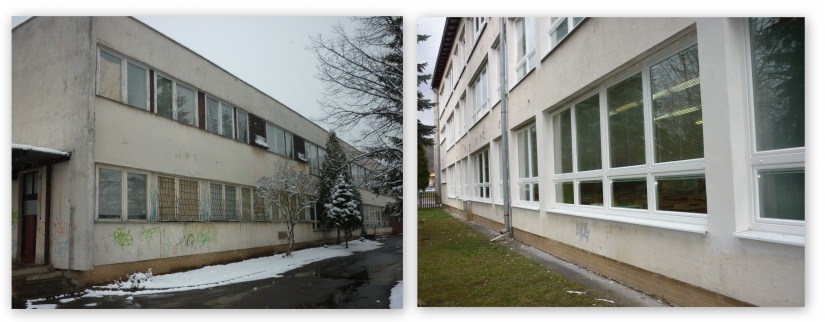 Odstránenie havarijného stavu budovy ZŠ Laborecká - pred a po