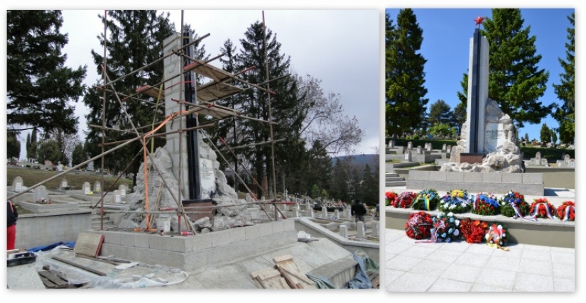 Obnova pamätného cintorína Padlí sovietskej armády - 1. etapa - pred a po