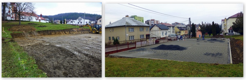 Realizácia spevnenej plochy na Lipovej ul. v Humennom - pred a po