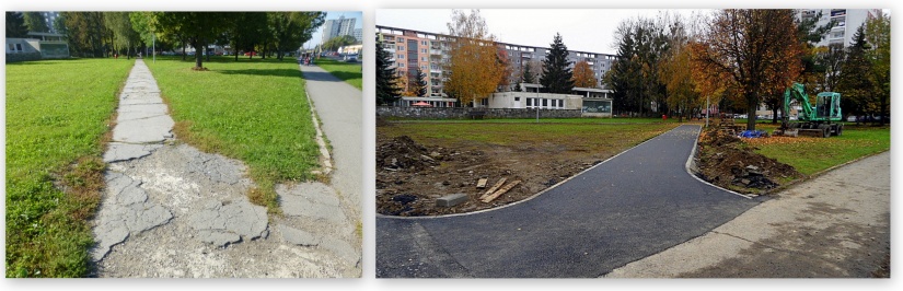 Oprava a rekonštrukcia chodníkov a MK na území mesta Humenné - Laborecká ul. - pred a po