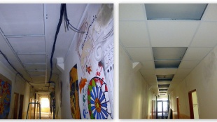 Rekonštrukcia elektrickej inštalácie na Základnej umeleckej škole v Humennom - pred a po