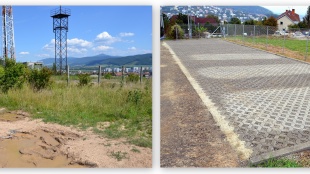 Revitalizácia spevnených plôch na ul. Majakovského v Humennom - pred a po