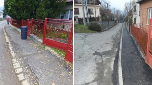 Oprava a rekonštrukcia chodníkov a MK na území mesta Humenné - Wolkerova ul. - pred a po