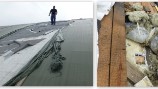 Zimný štadión - oprava havárie strechy - sonda strechy
