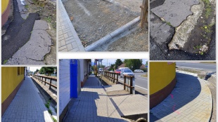 Rekonštrukcia chodníka na Sninskej ul. - pred a po
