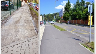 Rekonštrukcia chodníka na Nemocničnej ul. - pred a po
