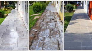 Rekonštrukcia novej dlažby na Mierovej ul. – pod Stračou nôžkou - pred a po