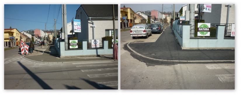 Rekonštrukcia chodníka na ul. Pugačevova - pred a po