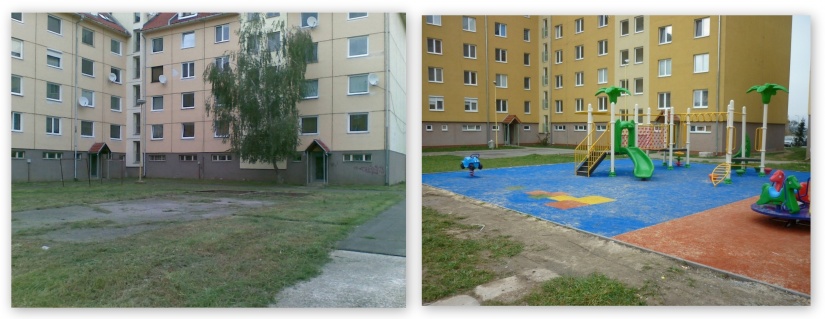 Detské ihrisko na ul. SNP - pred a po