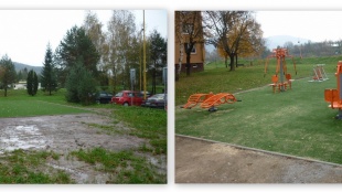 Oddychová fitnes zóna pri rieke Laborec - pred a po