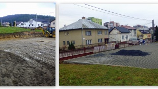 Realizácia spevnenej plochy na Lipovej ul. v Humennom - pred a po