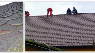 Oprava strechy na objekte telocvične ZŠ Pugačevova v Humennom - pred a po